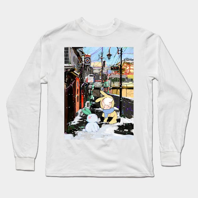 Snowbunny Long Sleeve T-Shirt by kurilord